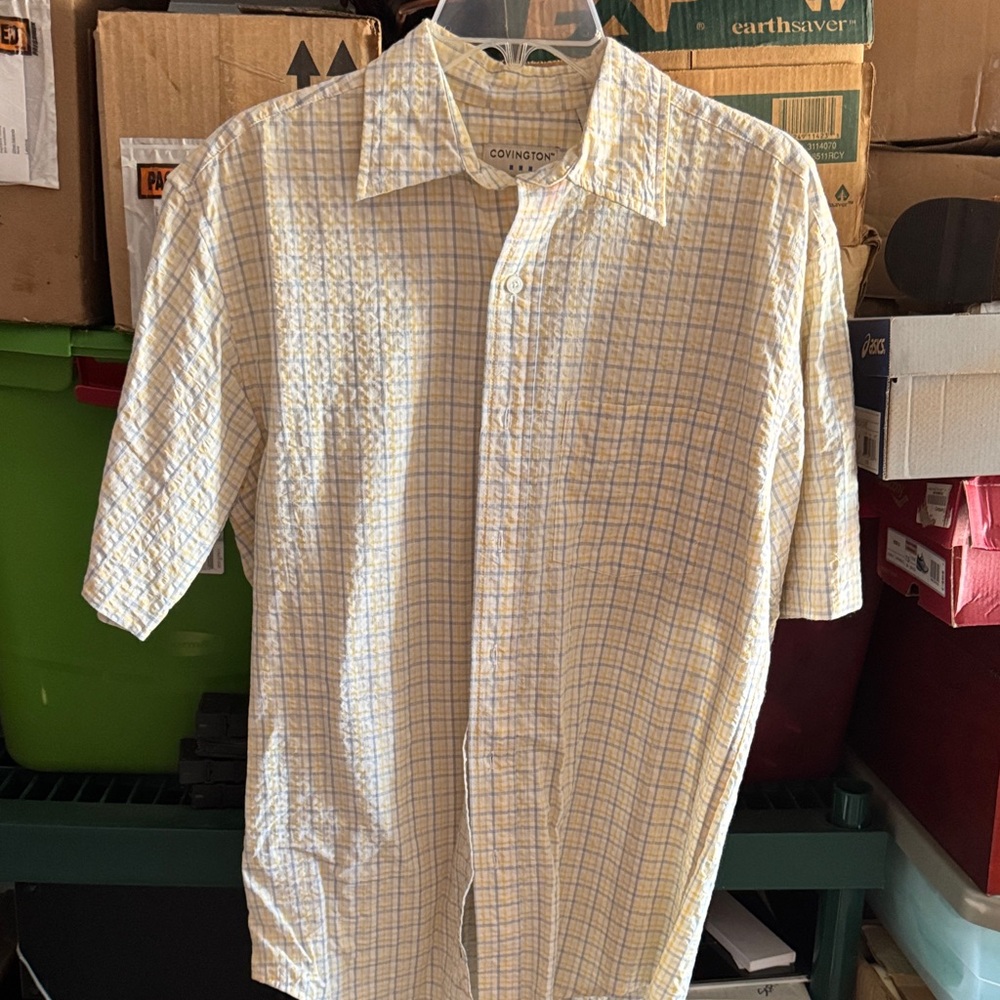 Covington Men's Light Yellow Checkered Shirt